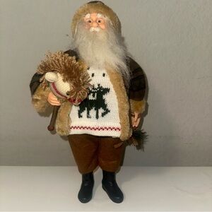 Christmas Santa Holding Horse Figurine and Rope “ Life is Better on the Ranch”